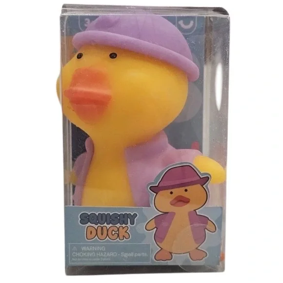 Set of 3 Squishy Duck Sensory Toys Pink Blue Purple Hat and Jacket 3+ - Picture 4 of 12
